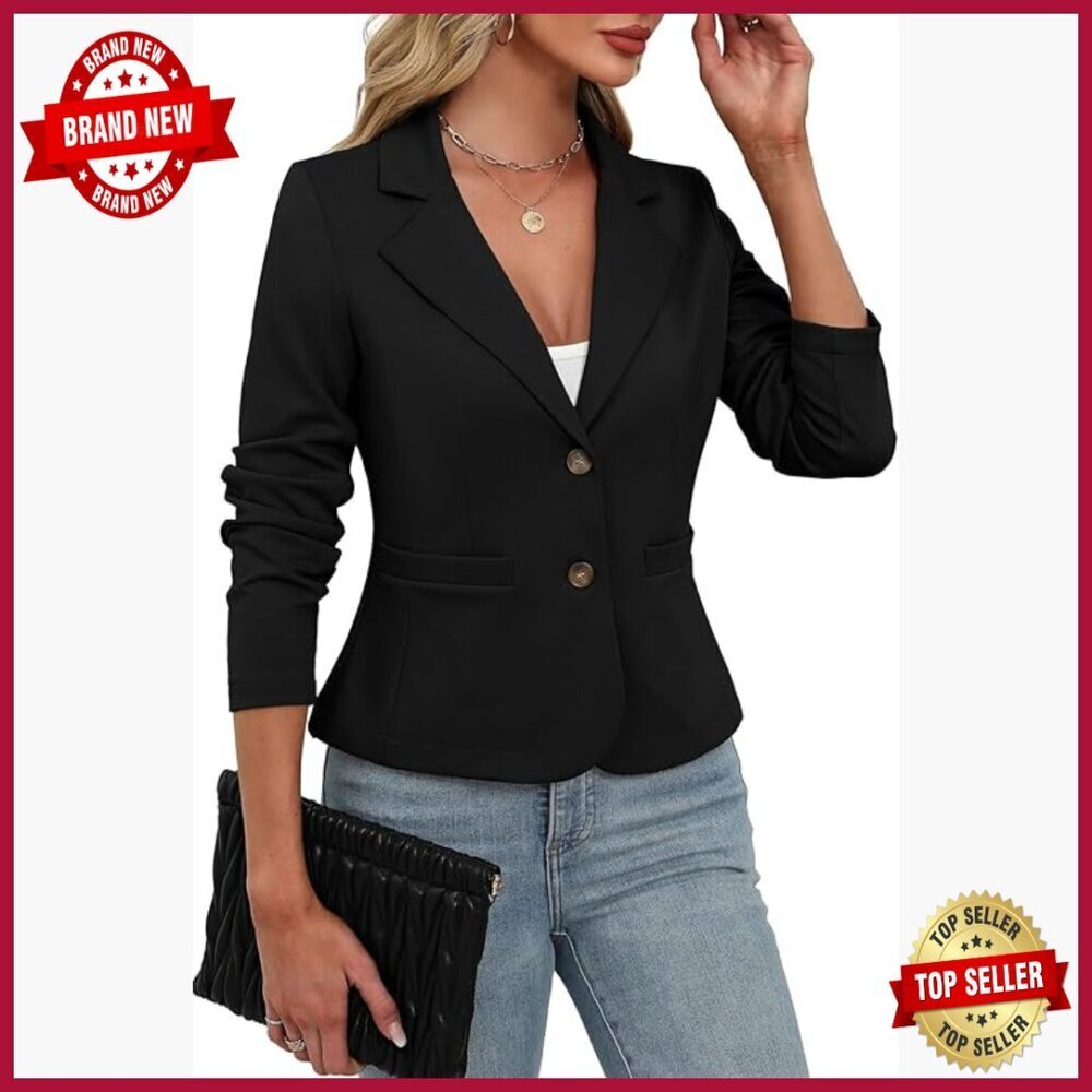 Stretchy Knit Blazer Slim Fit Lightweight Business Casual Jacket with Pockets